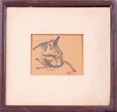 null Ywan CERF (1883-1963)

Cat 

Print on cardboard. 

Monogram ? Red at the bottom...