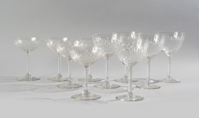null BACCARAT. 

Five champagne glasses and five wine glasses.

Signed.
