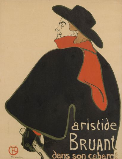 Aristide Bruant in his cabaret. 

Lithograph...