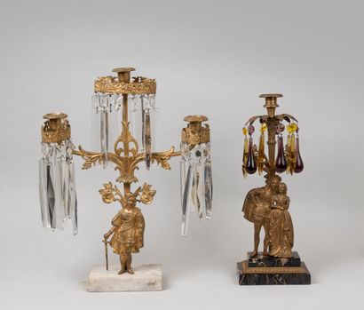 Candlestick with three arms of light in gilded...