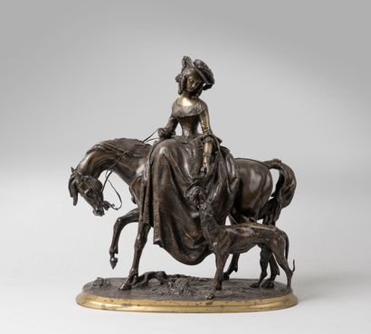 null Victor EVRARD (1807-1877)

Rider on horseback and her dog

Proof in patinated...