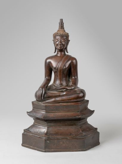 null LAOS, 19th century.

Buddha seated in the position of taking the earth as a...