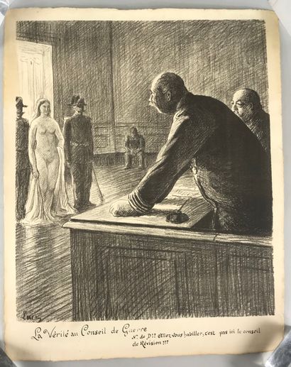 null Maximilien LUCE (1858-1941) 

The Truth at the Council of War. 1898. 

Lithograph...