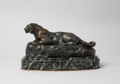 null Antoine-Louis BARYE (1796 -1875)

Reclining Lioness

Proof in bronze with brown...