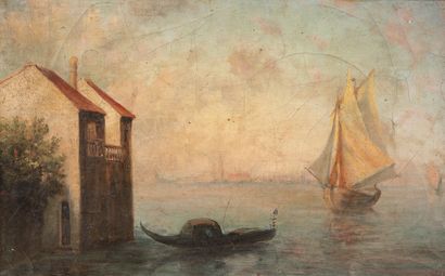 null Italian school of the 19th century

Fisherman's hut on the bay of Venice, view...