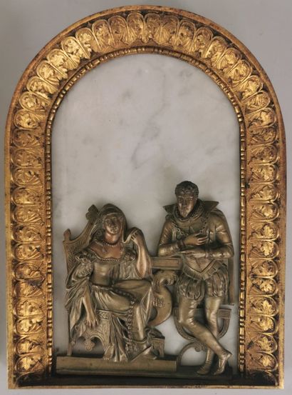 null Two small decorative panels in the troubadour style representing gallant scenes...