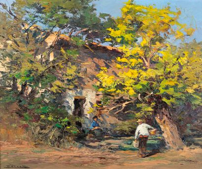 null Henri PERROT (1896-1976) 

In a farmhouse in Provence 

Oil on isorel, signed...