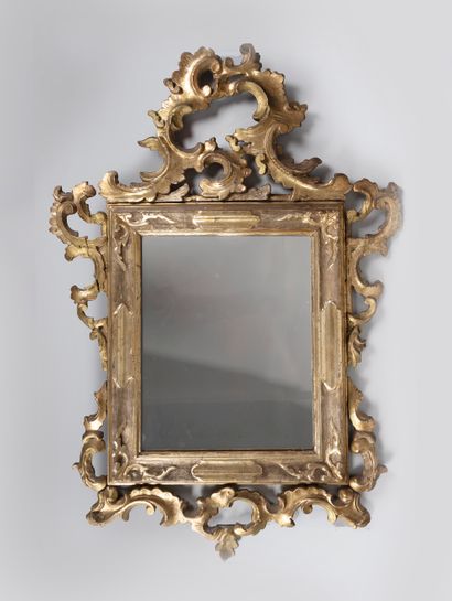 Important gilded wood mirror with openwork...