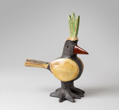 null Jacques POUCHAIN (1927-2015) 

Rooster

Yellow, red, green and brown glazed...