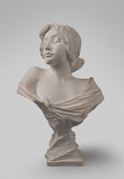 Bust of a draped woman in plaster.

Modern...