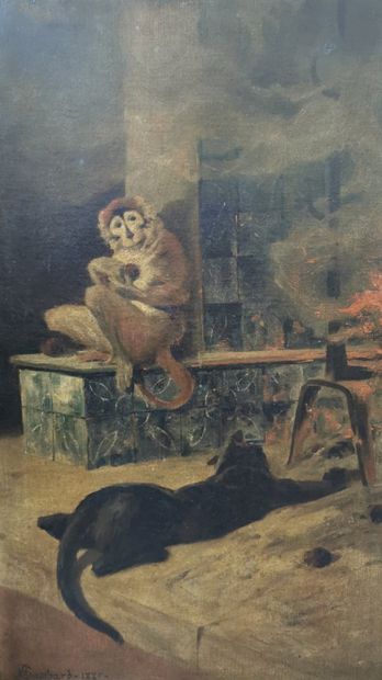 null Ary GAMBARD (XIX-XX)

Monkey and cat playing by the fire, 1887

Oil on canvas...