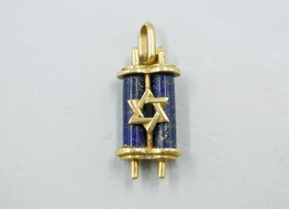null Pendant in 18k yellow gold representing the Sefer Torah in lapis lazuli and...