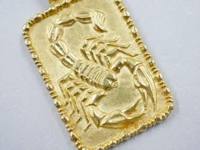 null Pendentif rectangulaire en or jaune 18k représentant le Scorpion, signe du zodiaque....