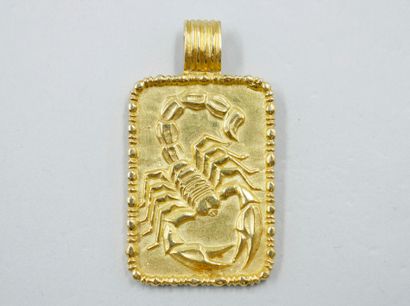null Pendentif rectangulaire en or jaune 18k représentant le Scorpion, signe du zodiaque....