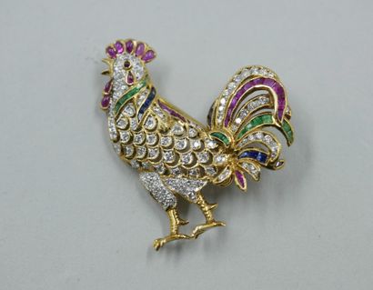 Very beautiful brooch representing a rooster...