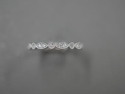 null Retro" wedding band in 18k white gold with diamond-paved diamond and round motifs....