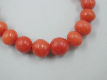 null 
Necklace of round coral beads in fall. Clasp in yellow gold. 





Length:...