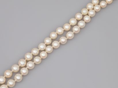 null Necklace of cultured pearls in fall. Clasp in 18k yellow gold. 

Length : 46cm....