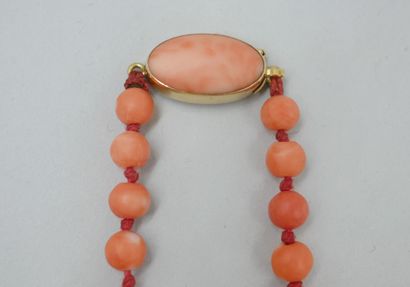 null Necklace of pink coral balls in fall, the clasp in yellow gold 18k. 

Length...