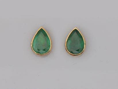 Pair of 18k yellow gold earrings each with...