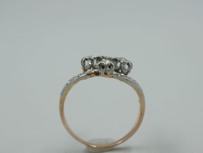 null Clover ring in 18k yellow and white gold set with old cut and rose cut diamonds....