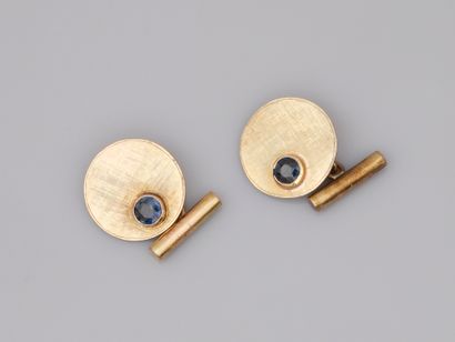 Pair of cufflinks in 14k yellow gold with...
