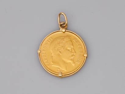 
Gold coin, Napoleon 1868, mounted in 14k...
