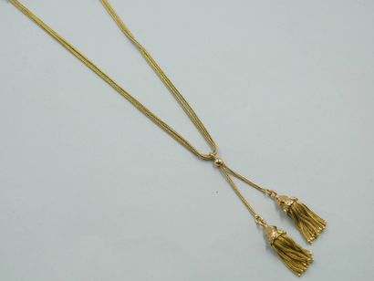 null Necklace in 18k yellow gold with double row of pompoms with flower motifs and...