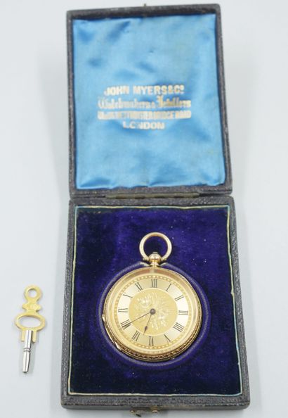 null JOHN MYERS Co London. 

Pocket watch in 18k yellow gold with circular case....