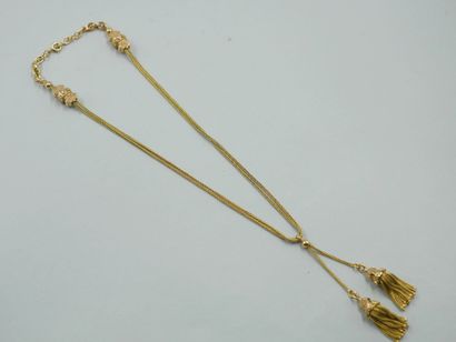 null Necklace in 18k yellow gold with double row of pompoms with flower motifs and...