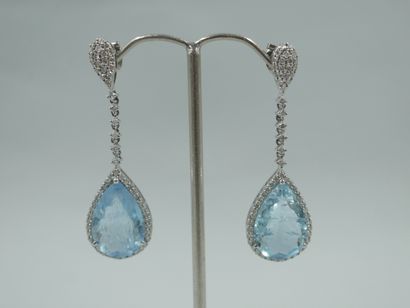 Pair of 18k white gold earrings composed...