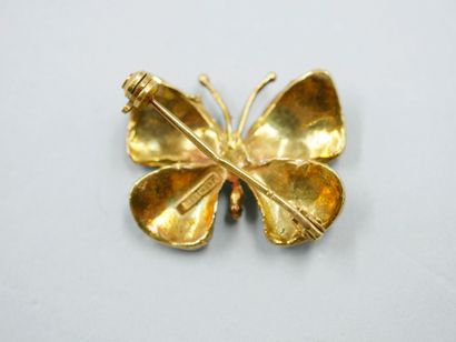 null Butterfly brooch in 18k yellow gold and enamel. 

Dimensions : 2 x 2,5cm. PB...
