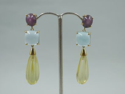 Pair of earrings in vermeil composed of a...