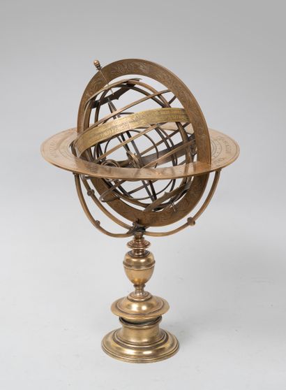 Sphère armillaire BOLOGNE MODENE ou MIRANDOLE en bronze. 
Fin XVIIè- Début XVIIIè...