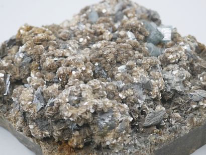 null Plaque de mica avec des cristaux d'aigue marine. 

Provenance : Afghanistan....