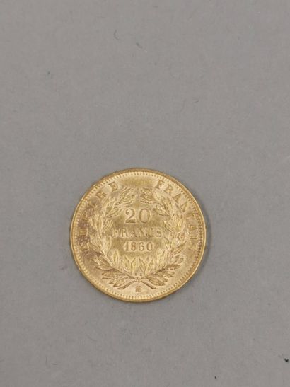 null Pièce 20 francs or Napoléon III, 1860 BB. 

Poids : 6,40gr