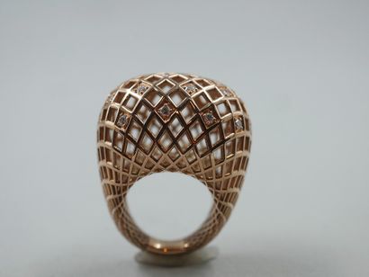null Important openwork ring in 9k rose gold, studded with diamonds for 0.60cts in...
