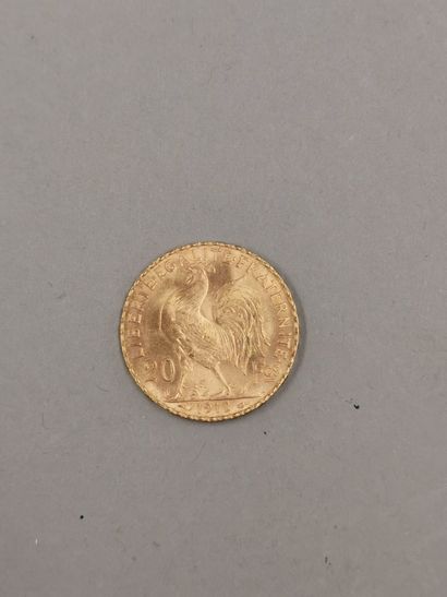 null Coin of 20 francs gold with a rooster. 1912. 

Weight : 6,50gr