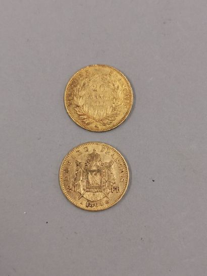null Two Napoleons 20 francs gold 1864 and 1856. 

Weight : 12,80gr
