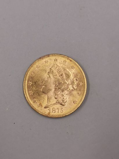 null Pièce en or de 20 dollars " Liberty Head - Double Eagle " avec devise . 1875....