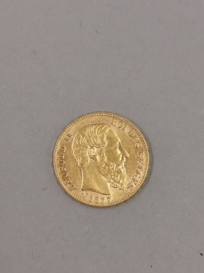 null Pièce de 20 francs or, Léopold II Roi des Belges 1877.

Poids: 6,4gr