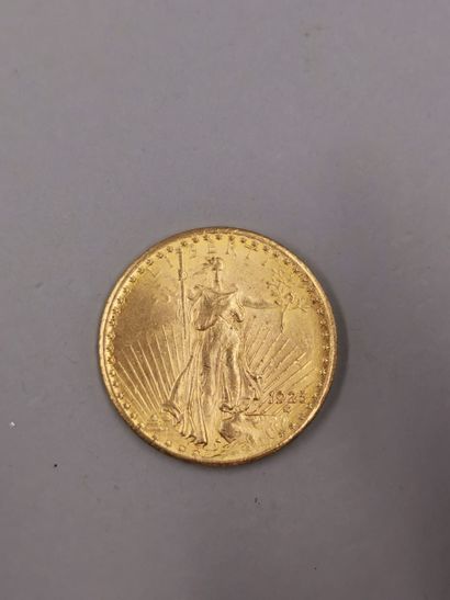 null Pièce en or de 20 dollars " Liberty Head - Eagle " avec devise . 1925. Saint...