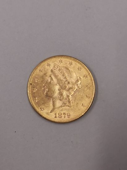 null Pièce en or de 20 dollars " Liberty Head - Double Eagle " avec devise . 1879....