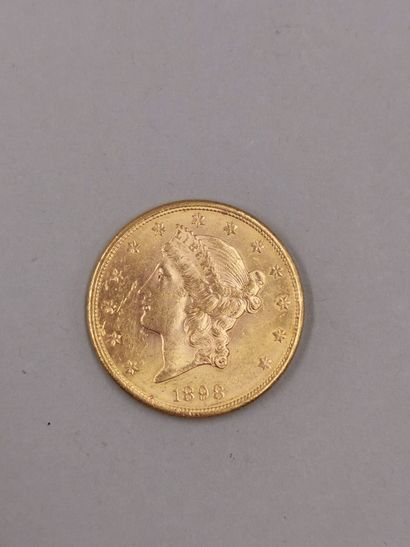 null Pièce en or de 20 dollars " Liberty Head - Double Eagle " avec devise . 1898....