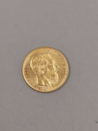 null Pièce de 20 francs or, Léopold II Roi des Belges 1870.

Poids: 6,50 gr