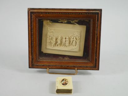 null Lot including: 

- A frame featuring children "returning from a party". 

12...