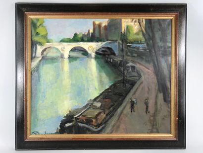null Pierre SICARD (1900-1981) 

Paris, le Pont de Saint-Michel 

Huile sur toile,...