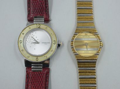 null Lot of watches : 

- MAUBOUSSIN steel 

- Raymond VEIL gold plated. (Accide...