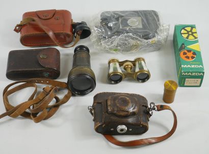 null Lot of cameras including three Kodak, a telescope, theater binoculars and a...
