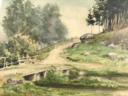 null Maurice HAGEMANS (1852-1917)

Le pont. 

Aquarelle. 

9 x 13cm.